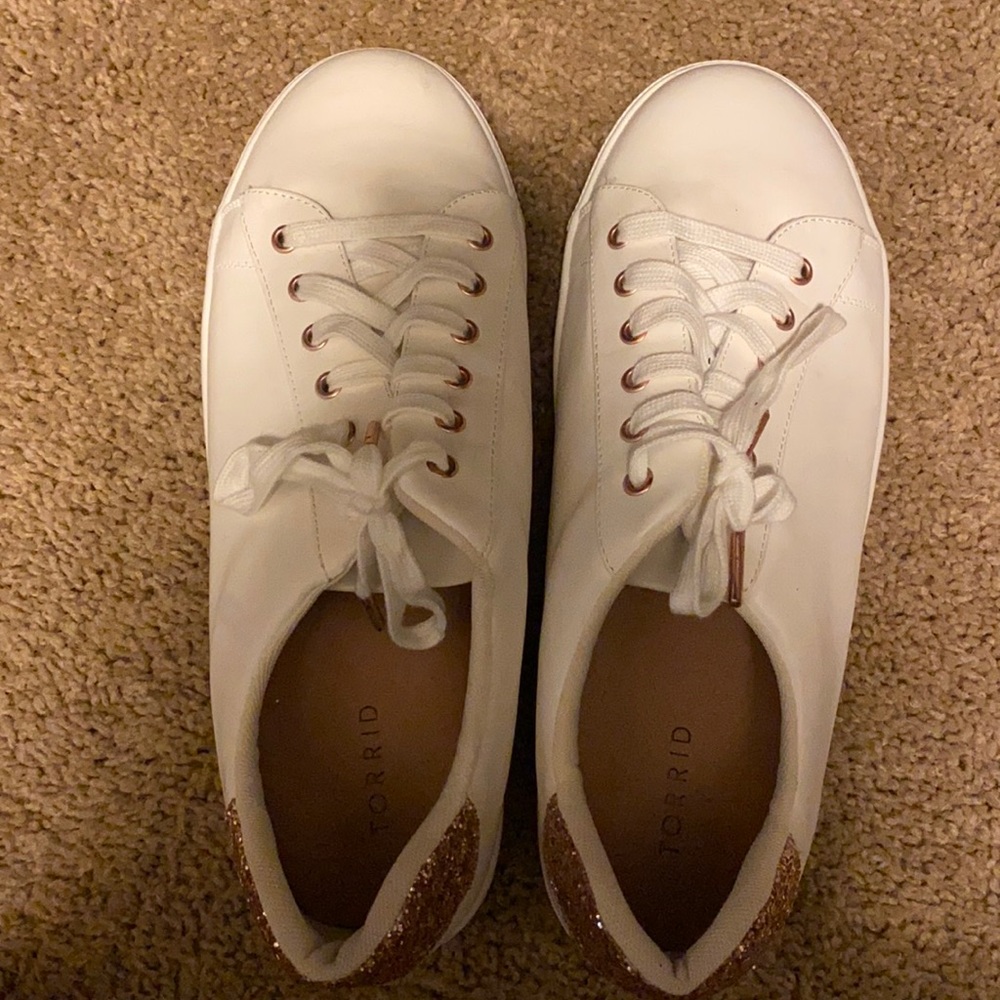 White and Rose Gold glitter 13W sneakers